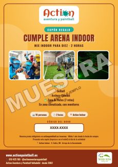 Muestra del bono regalo cumple arena indoor de Action Paintball Valladolid
