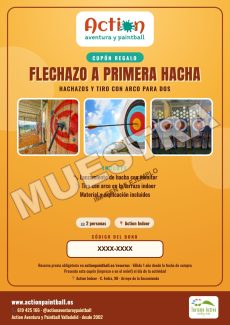 Muestra del bono regalo flechazo primera hacha de Action Paintball Valladolid