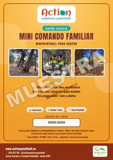 Muestra del bono regalo mini comando familiar de Action Paintball Valladolid