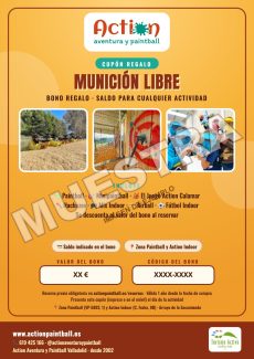 Muestra del bono regalo municion libre de Action Paintball Valladolid